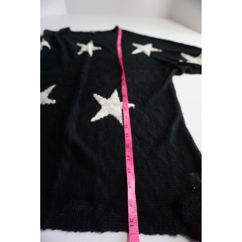 GIGIO USA Black White Star Print Open Knit Oversized Sweater TC1400 Medium - Picture 8 of 14